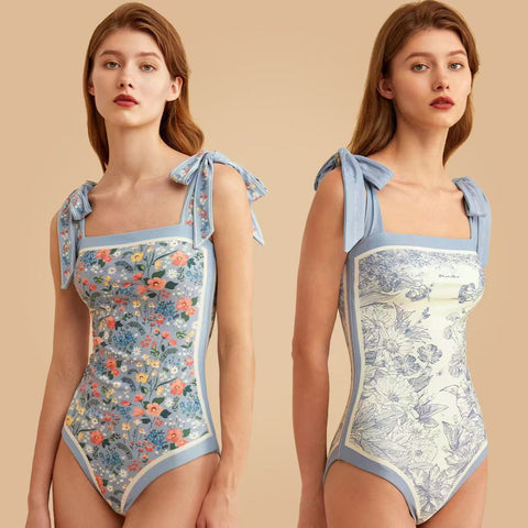 2025 Ancient Style Double-Sided Printed One-Piece Swimsuit