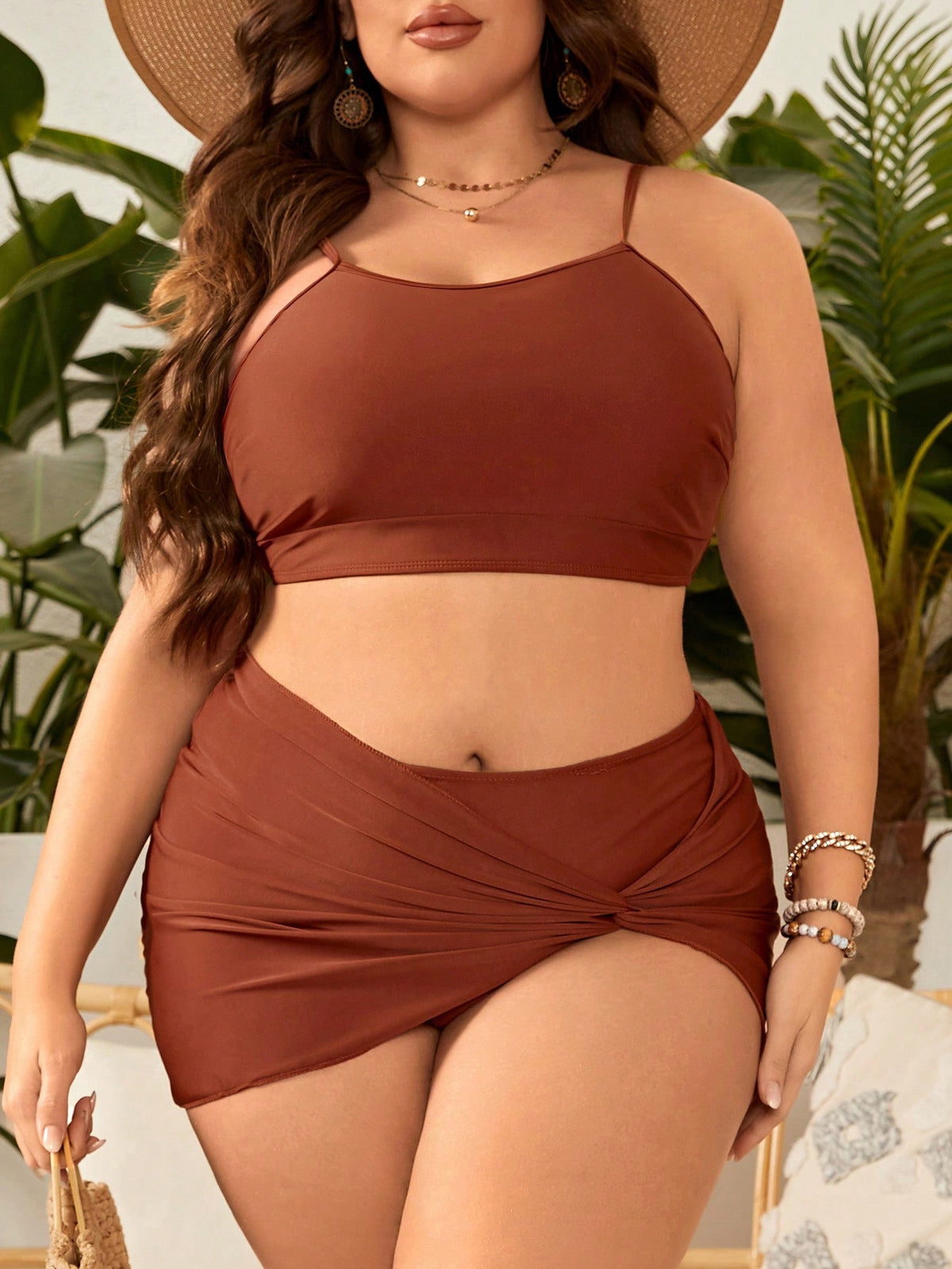 Three piece bikini plus size swimsuit